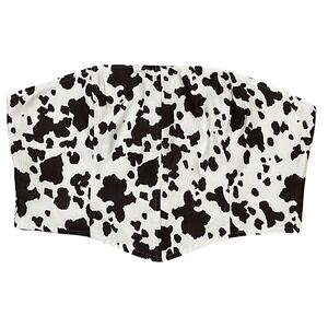 Princess Polly Black and White Cow Print Strapless Crop Top